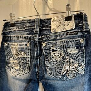 Miss Me Women's Dark Blue Skinny Cut Jeans with Embroidery